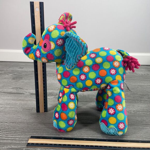 Mary Meyer Pizzaz Elephant Plush Pink Blue Stuffed Animal Corduroy Polka Dots - Picture 11 of 12